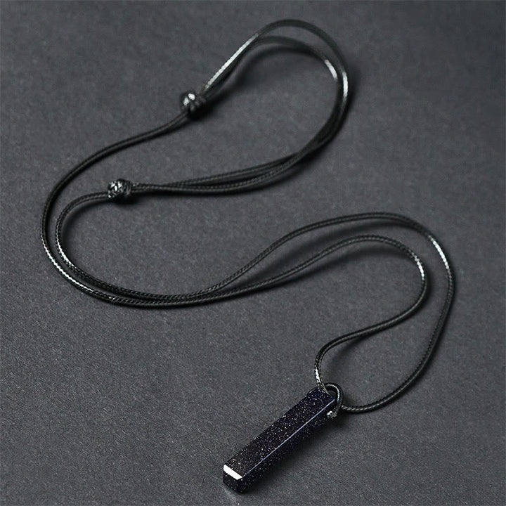 Collier pendentif de transformation en obsidienne noire et grès bleu, Buddha Stones - image 7