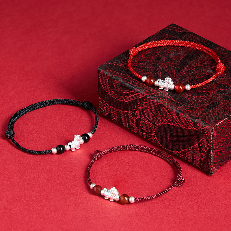 Bracelet en argent sterling 999 et agate rouge Buddha Stones de prospérité et année du Cheval - image 20