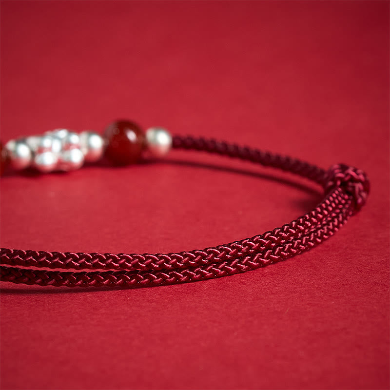 Bracelet en argent sterling 999 et agate rouge Buddha Stones de prospérité et année du Cheval - image 10