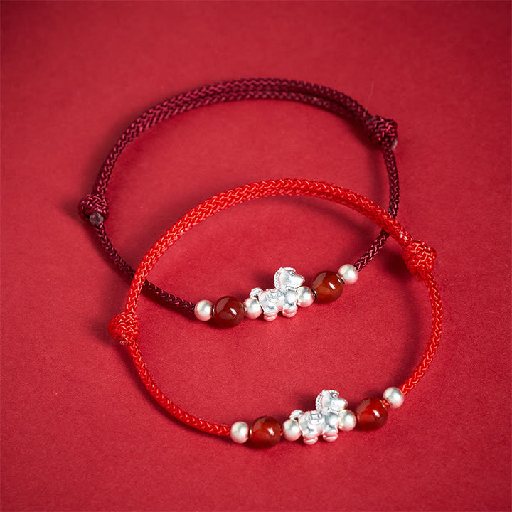 Bracelet en argent sterling 999 et agate rouge Buddha Stones de prospérité et année du Cheval - image 16