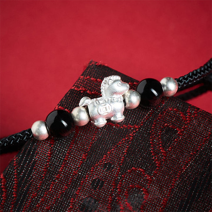 Bracelet en argent sterling 999 et agate rouge Buddha Stones de prospérité et année du Cheval - image 19