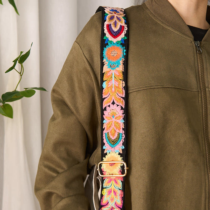 Sacs à main bandoulière réglables en Buddha Stones, broderie florale multicolore - image 8