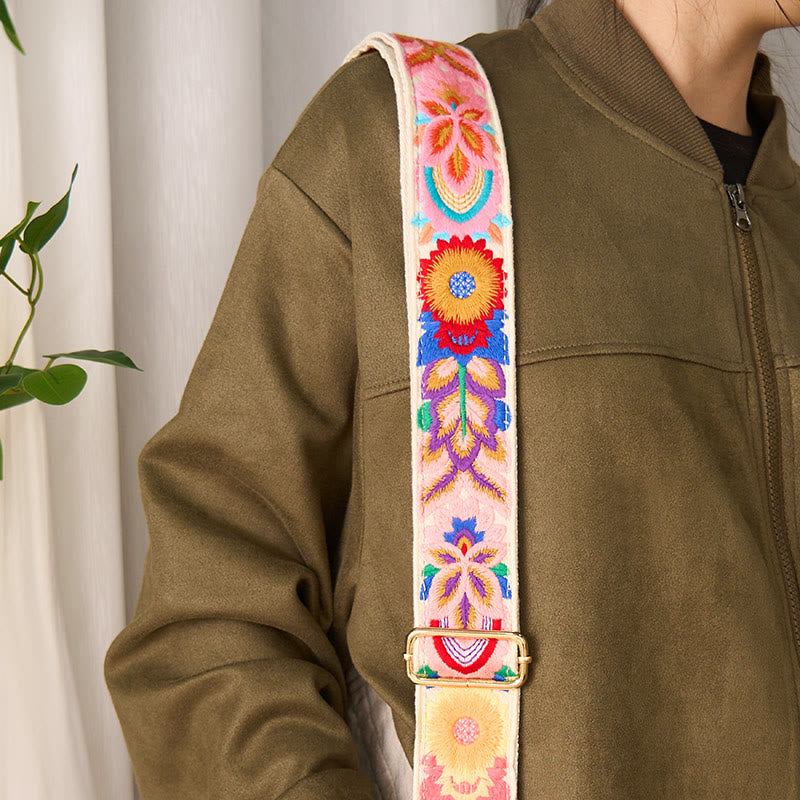 Sacs à main bandoulière réglables en Buddha Stones, broderie florale multicolore - image 18