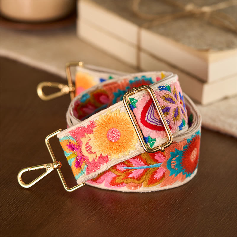 Sacs à main bandoulière réglables en Buddha Stones, broderie florale multicolore - image 13