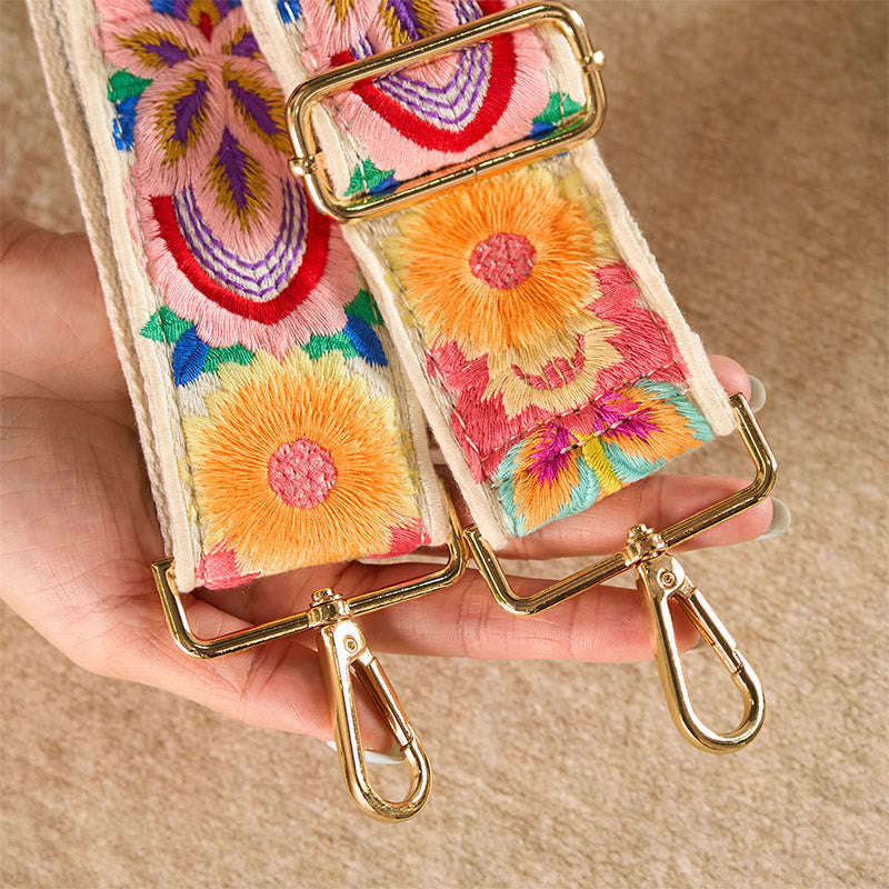 Sacs à main bandoulière réglables en Buddha Stones, broderie florale multicolore - image 16
