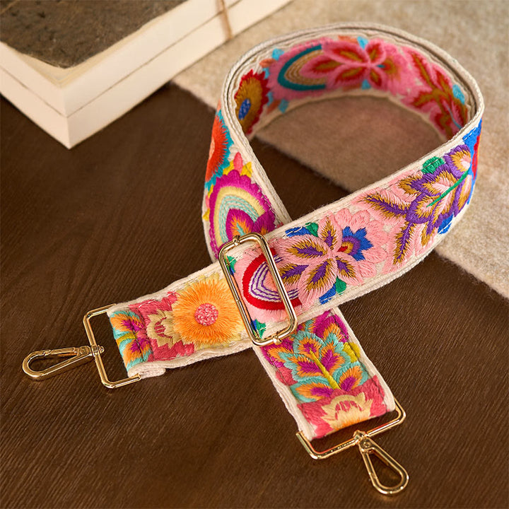 Sacs à main bandoulière réglables en Buddha Stones, broderie florale multicolore - image 12