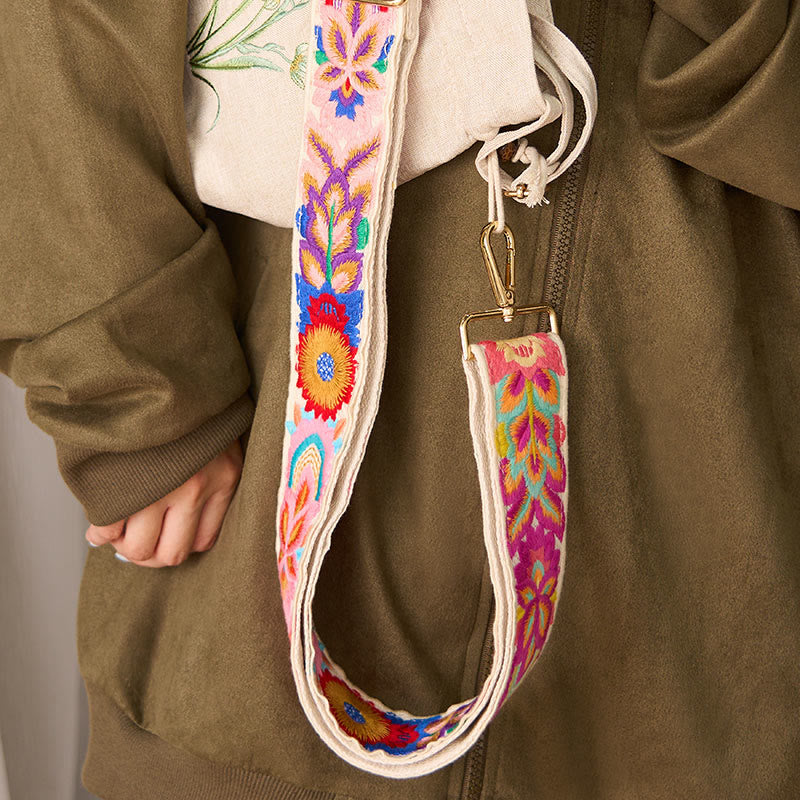 Sacs à main bandoulière réglables en Buddha Stones, broderie florale multicolore - image 17