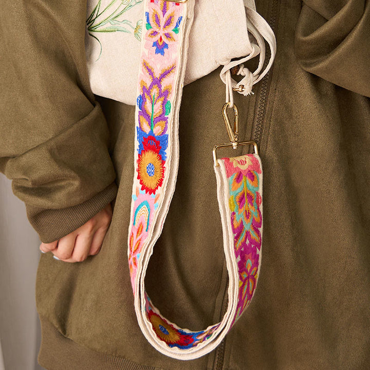 Sacs à main bandoulière réglables en Buddha Stones, broderie florale multicolore - image 17
