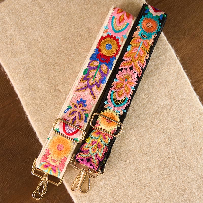 Sacs à main bandoulière réglables en Buddha Stones, broderie florale multicolore - image 1