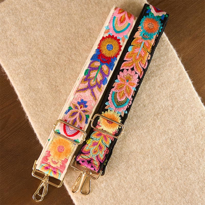 Sacs à main bandoulière réglables en Buddha Stones, broderie florale multicolore - image 1