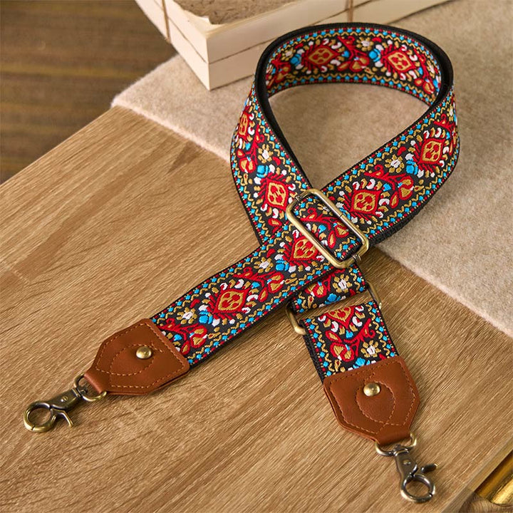 Sacs à main bandoulière réglables en jacquard de carthame marron et noir Buddha Stones - image 2