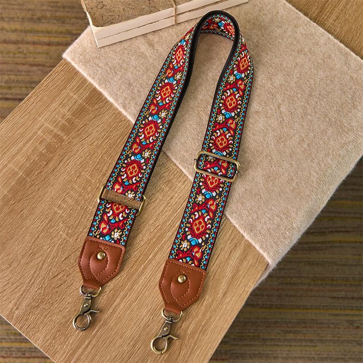 Sacs à main bandoulière réglables en jacquard de carthame marron et noir Buddha Stones - image 1