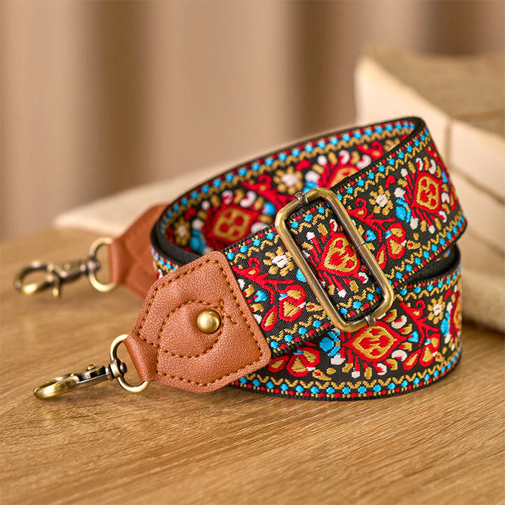 Sacs à main bandoulière réglables en jacquard de carthame marron et noir Buddha Stones - image 3