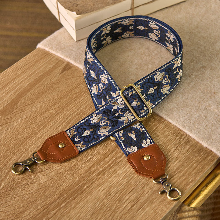 Sacs à main à bandoulière réglables avec broderie géométrique florale et Buddha Stones, bandoulière de rechange - SteelBlue - 80-140 cm x 5 cm - image 5