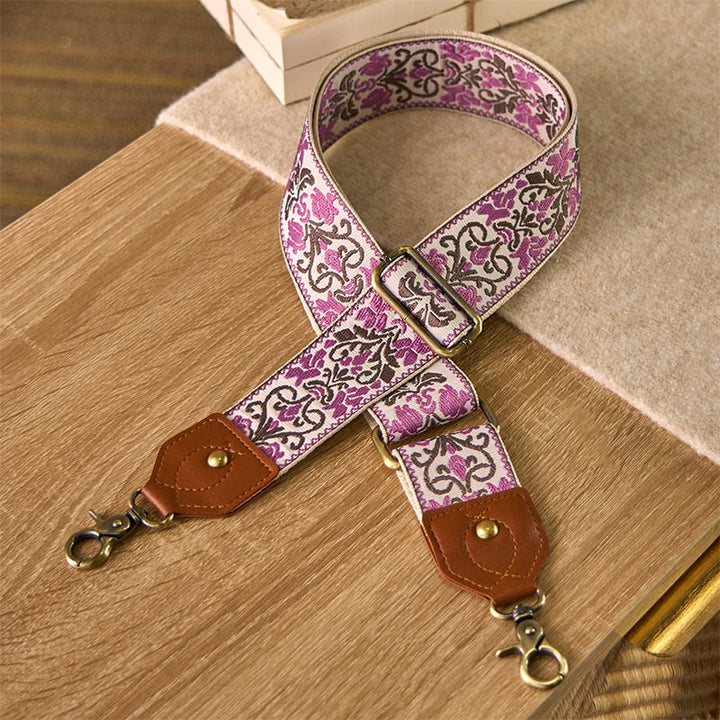 Sacs à main à bandoulière réglables avec broderie géométrique florale et Buddha Stones, bandoulière de rechange - Rose - 80-140 cm x 5 cm - image 10