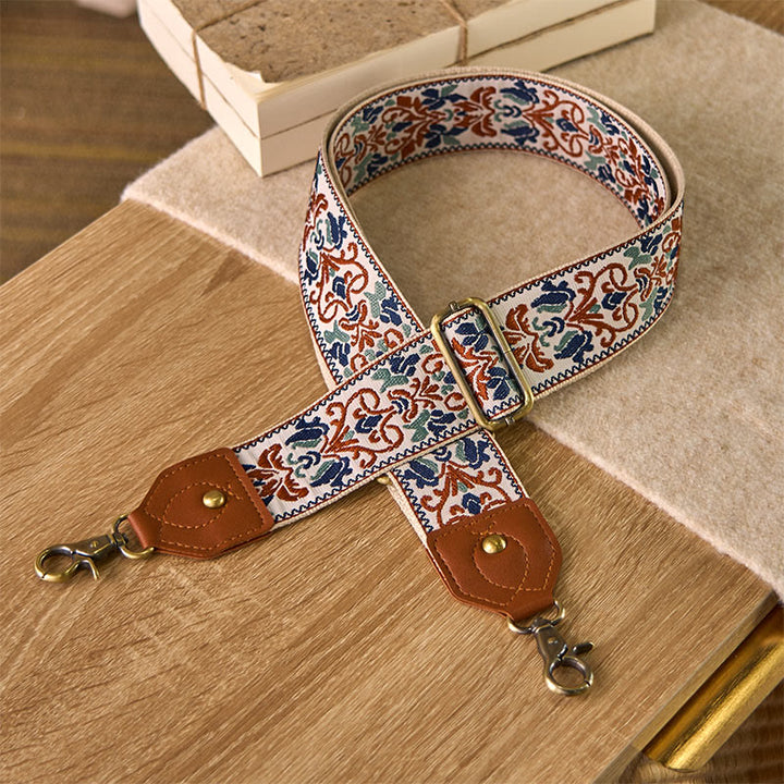 Sacs à main à bandoulière réglables avec broderie géométrique florale et Buddha Stones, bandoulière de rechange - Kaki - 80-140 cm x 5 cm - image 15