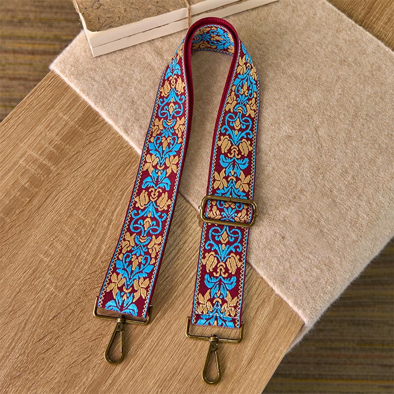 Sacs à main à bandoulière ajustables, style bohème, avec broderies géométriques florales et Buddha Stones . Bandoulière de rechange. - image 12