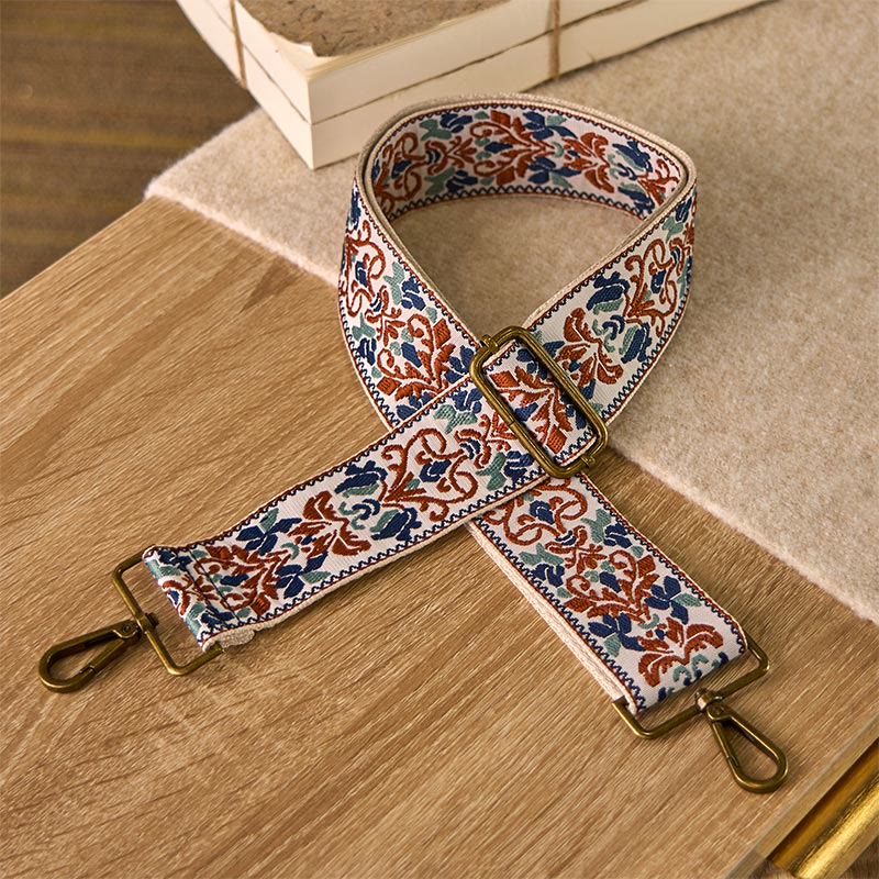 Sacs à main à bandoulière ajustables, style bohème, avec broderies géométriques florales et Buddha Stones . Bandoulière de rechange. - Kaki - 75-135 cm x 5 cm - image 9