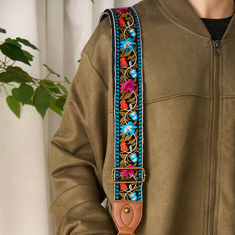 Sacs à main à bandoulière ajustables, style bohème, avec broderie géométrique et motif floral, ornés de Buddha Stones. Bandoulière de rechange incluse. - image 6