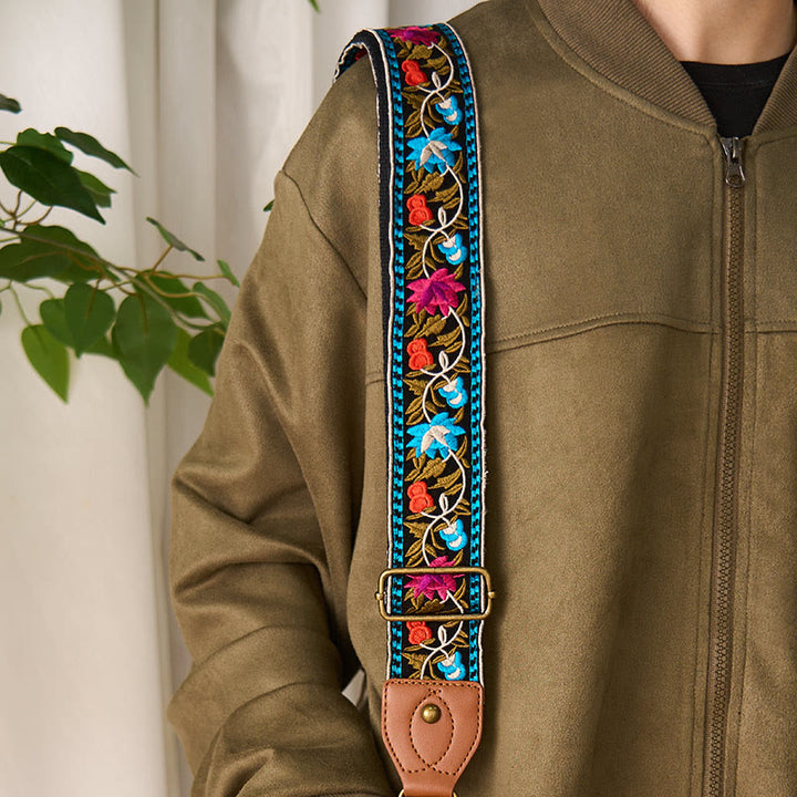 Sacs à main à bandoulière ajustables, style bohème, avec broderie géométrique et motif floral, ornés de Buddha Stones. Bandoulière de rechange incluse. - image 6