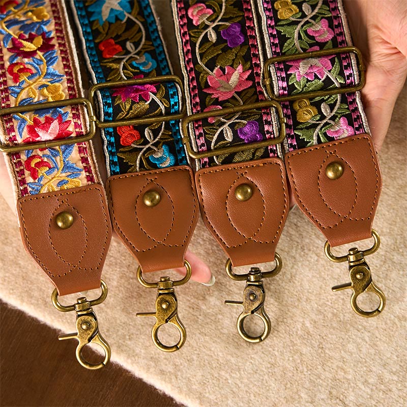 Sacs à main à bandoulière ajustables, style bohème, avec broderie géométrique et motif floral, ornés de Buddha Stones. Bandoulière de rechange incluse. - image 29