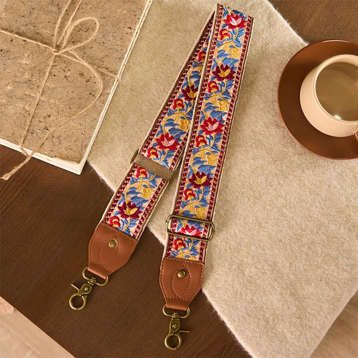 Sacs à main à bandoulière ajustables, style bohème, avec broderie géométrique et motif floral, ornés de Buddha Stones. Bandoulière de rechange incluse. - image 9