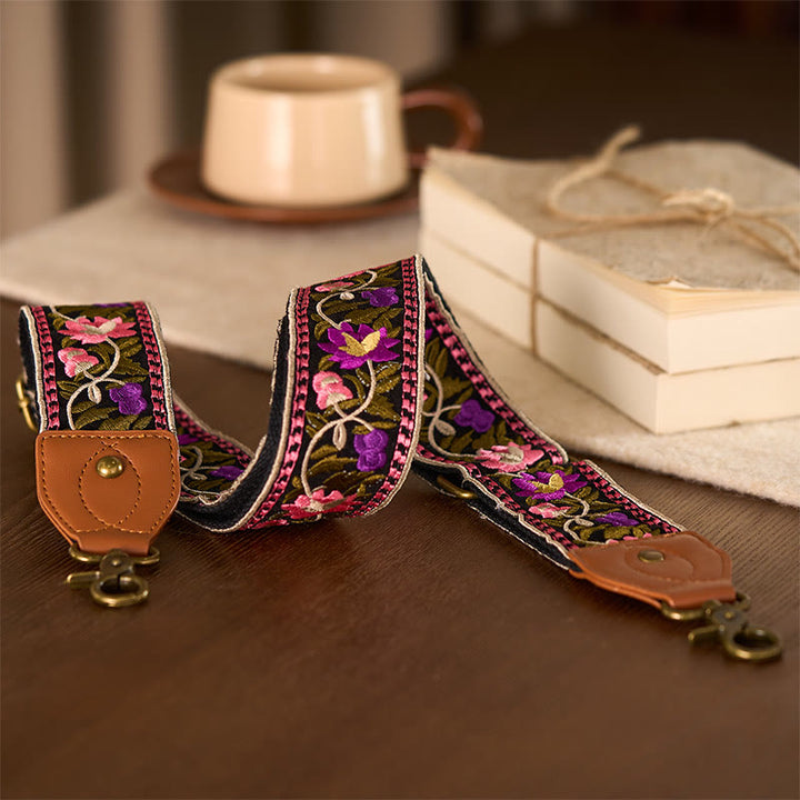 Sacs à main à bandoulière ajustables, style bohème, avec broderie géométrique et motif floral, ornés de Buddha Stones. Bandoulière de rechange incluse. - image 26