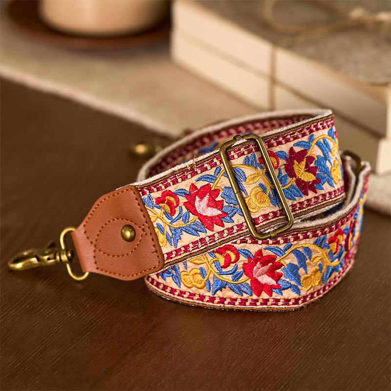 Sacs à main à bandoulière ajustables, style bohème, avec broderie géométrique et motif floral, ornés de Buddha Stones. Bandoulière de rechange incluse. - image 10