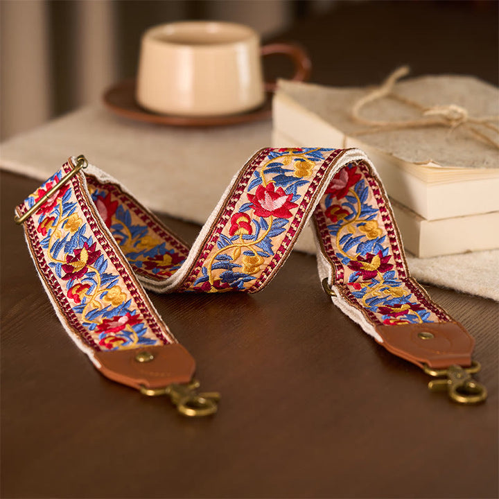 Sacs à main à bandoulière ajustables, style bohème, avec broderie géométrique et motif floral, ornés de Buddha Stones. Bandoulière de rechange incluse. - image 11