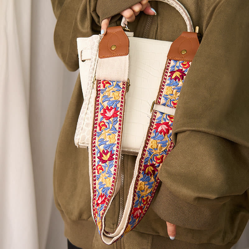 Sacs à main à bandoulière ajustables, style bohème, avec broderie géométrique et motif floral, ornés de Buddha Stones. Bandoulière de rechange incluse. - image 14