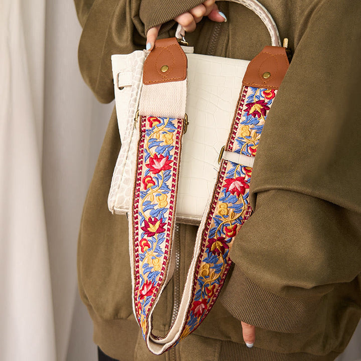 Sacs à main à bandoulière ajustables, style bohème, avec broderie géométrique et motif floral, ornés de Buddha Stones. Bandoulière de rechange incluse. - image 14