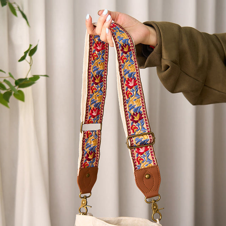 Sacs à main à bandoulière ajustables, style bohème, avec broderie géométrique et motif floral, ornés de Buddha Stones. Bandoulière de rechange incluse. - image 12