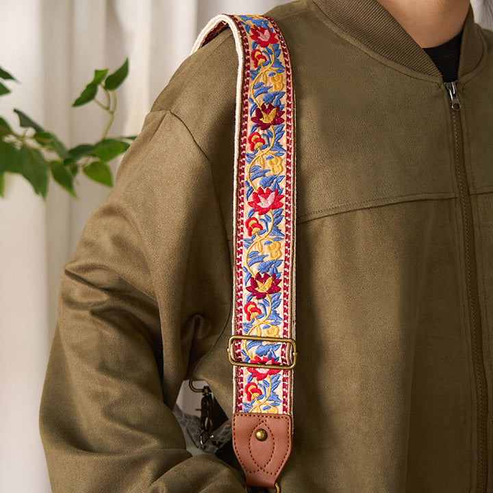 Sacs à main à bandoulière ajustables, style bohème, avec broderie géométrique et motif floral, ornés de Buddha Stones. Bandoulière de rechange incluse. - image 13