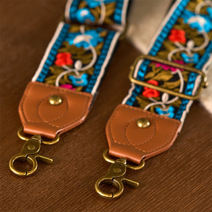 Sacs à main à bandoulière ajustables, style bohème, avec broderie géométrique et motif floral, ornés de Buddha Stones. Bandoulière de rechange incluse. - image 7