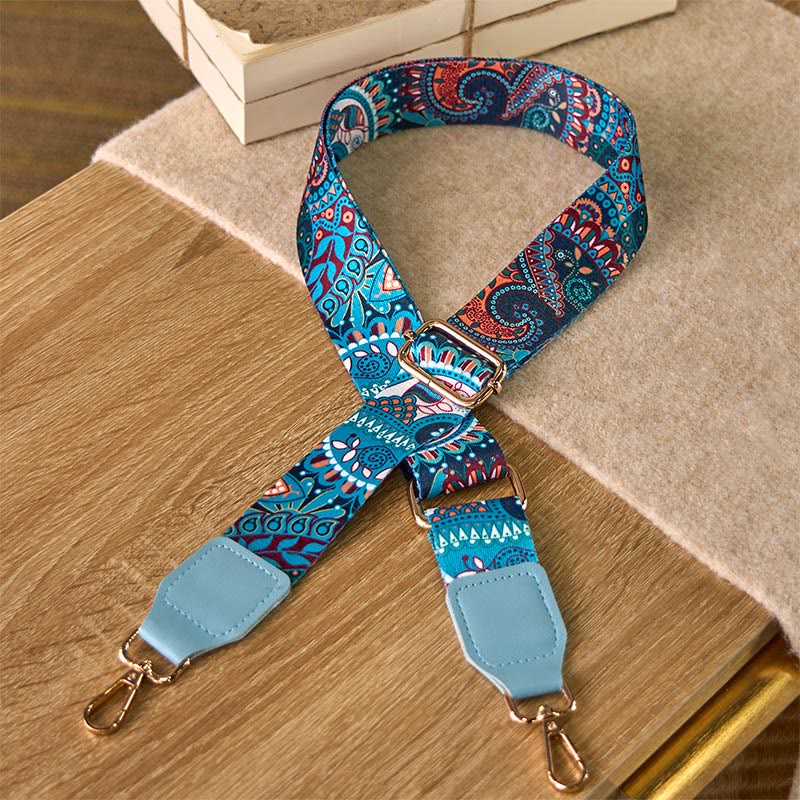 Sacs à main à bandoulière ajustables Buddha Stones, motif bohème et yeux de tournesol, bandoulière de rechange - Bleu - 75-145 cm * 3,8 cm - image 5