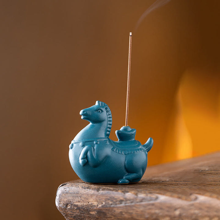 Buddha Stones , lingot porte-bonheur pour l'année du Cheval 2026, brûleur d'encens - Cheval bleu (7,6 x 4,1 x 6,9 cm) - image 10