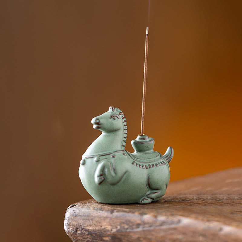 Buddha Stones , lingot porte-bonheur pour l'année du Cheval 2026, brûleur d'encens - Cheval aigue-marine (7,6 x 4,1 x 6,9 cm) - image 11