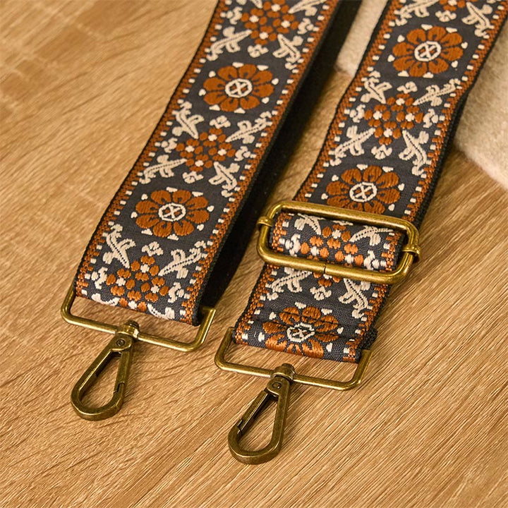 Sacs à main bandoulière réglables à motif géométrique floral marron et Buddha Stones , style bohème, avec bandoulière de rechange. - image 4