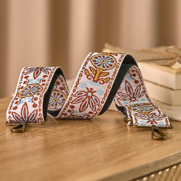 Sacs à main bandoulière géométriques en Buddha Stones bohème, avec bandoulière réglable et motif feuille d'érable et fleurs. Bretelles de rechange incluses. - image 1