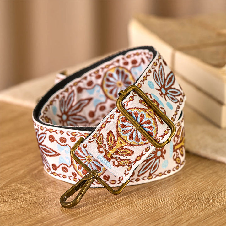 Sacs à main bandoulière géométriques en Buddha Stones bohème, avec bandoulière réglable et motif feuille d'érable et fleurs. Bretelles de rechange incluses. - image 4