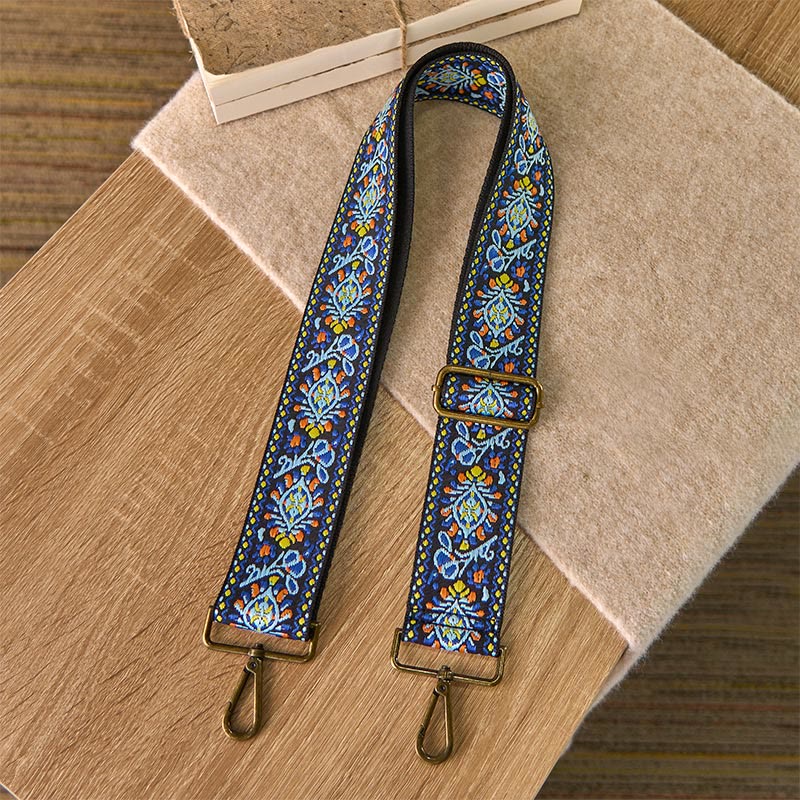 Sacs à main bandoulière réglables, style bohème, bleu marine, à fleurs géométriques, Buddha Stones et bandoulière de rechange. - image 1