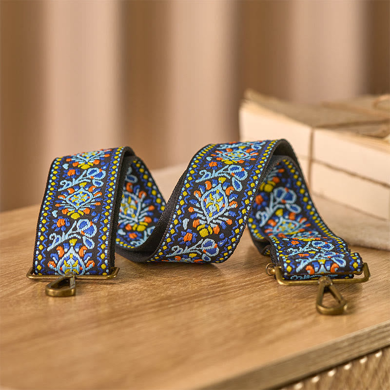 Sacs à main bandoulière réglables, style bohème, bleu marine, à fleurs géométriques, Buddha Stones et bandoulière de rechange. - image 3