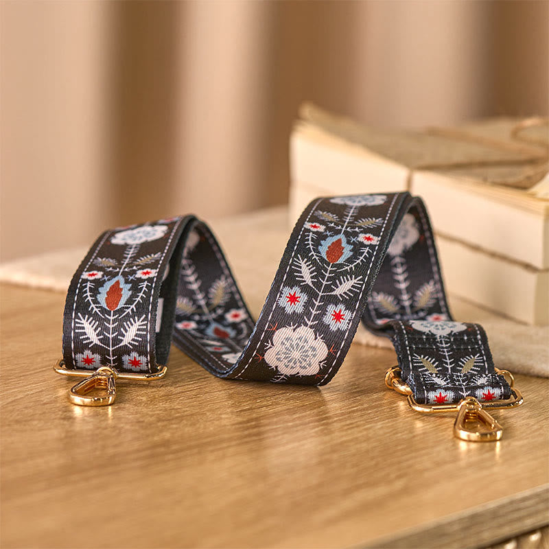 Sacs à main à bandoulière réglables, bandoulières de rechange, motif floral et géométrique jacquard, style bohème, avec Buddha Stones et fleurs. - image 2