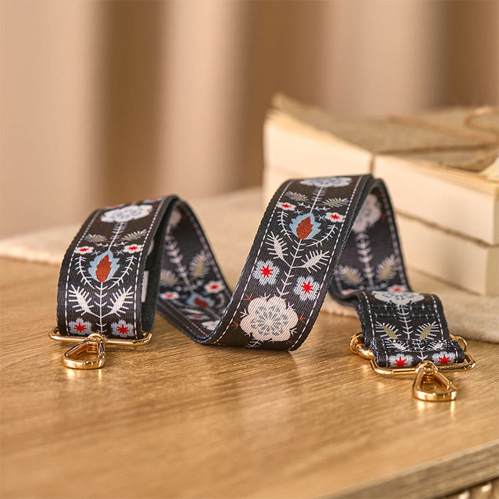 Sacs à main à bandoulière réglables, bandoulières de rechange, motif floral et géométrique jacquard, style bohème, avec Buddha Stones et fleurs. - image 2