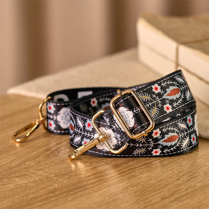 Sacs à main à bandoulière réglables, bandoulières de rechange, motif floral et géométrique jacquard, style bohème, avec Buddha Stones et fleurs. - image 3