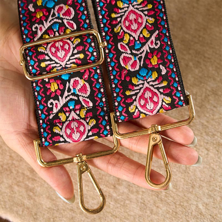 Sacs à main à bandoulière ajustables, style bohème, à rayures géométriques et broderies florales, avec Buddha Stones . Bandoulière de rechange. - image 18