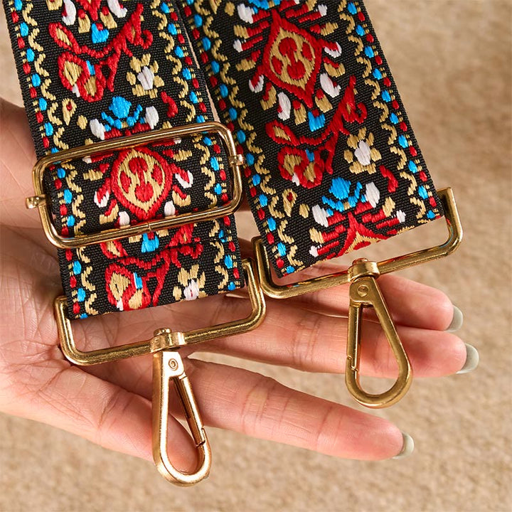 Sacs à main à bandoulière ajustables, style bohème, à rayures géométriques et broderies florales, avec Buddha Stones . Bandoulière de rechange. - image 26