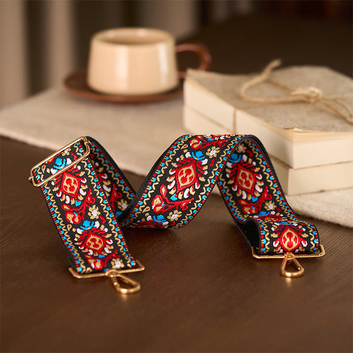 Sacs à main à bandoulière ajustables, style bohème, à rayures géométriques et broderies florales, avec Buddha Stones . Bandoulière de rechange. - image 21