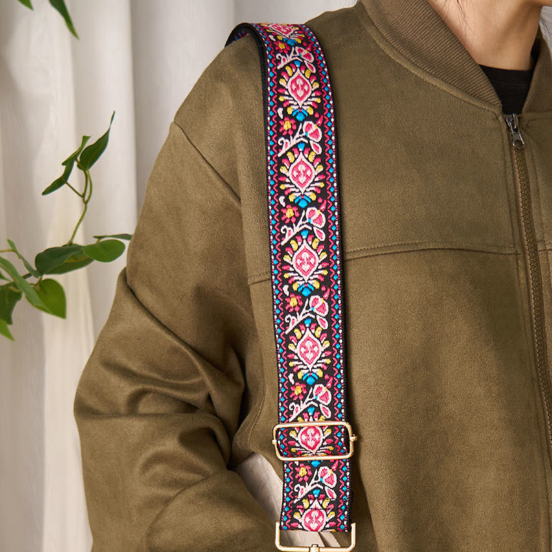 Sacs à main à bandoulière ajustables, style bohème, à rayures géométriques et broderies florales, avec Buddha Stones . Bandoulière de rechange. - image 15