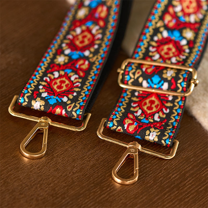 Sacs à main à bandoulière ajustables, style bohème, à rayures géométriques et broderies florales, avec Buddha Stones . Bandoulière de rechange. - image 25